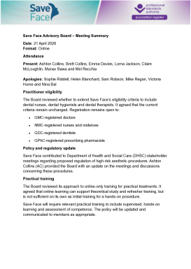 Save Face Advisory Board Meeting Minutes April 2026